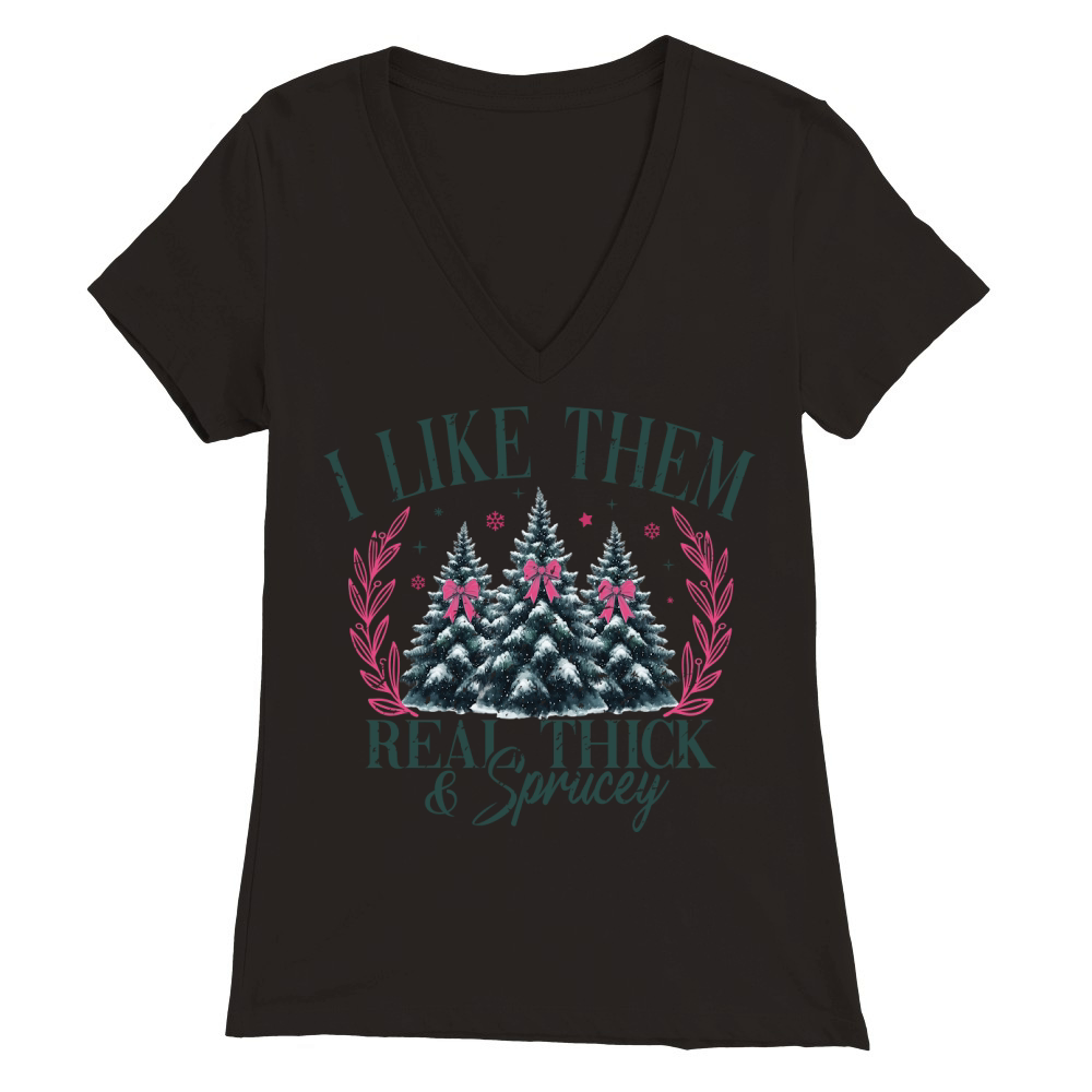 ILikeThemRealThickAndSprucey Retro Premium Womens V-Neck T-shirt
