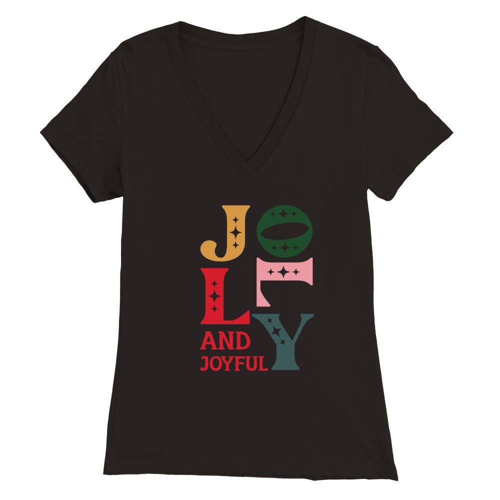 Jolly and joyful christmas Premium Womens V-Neck T-shirt
