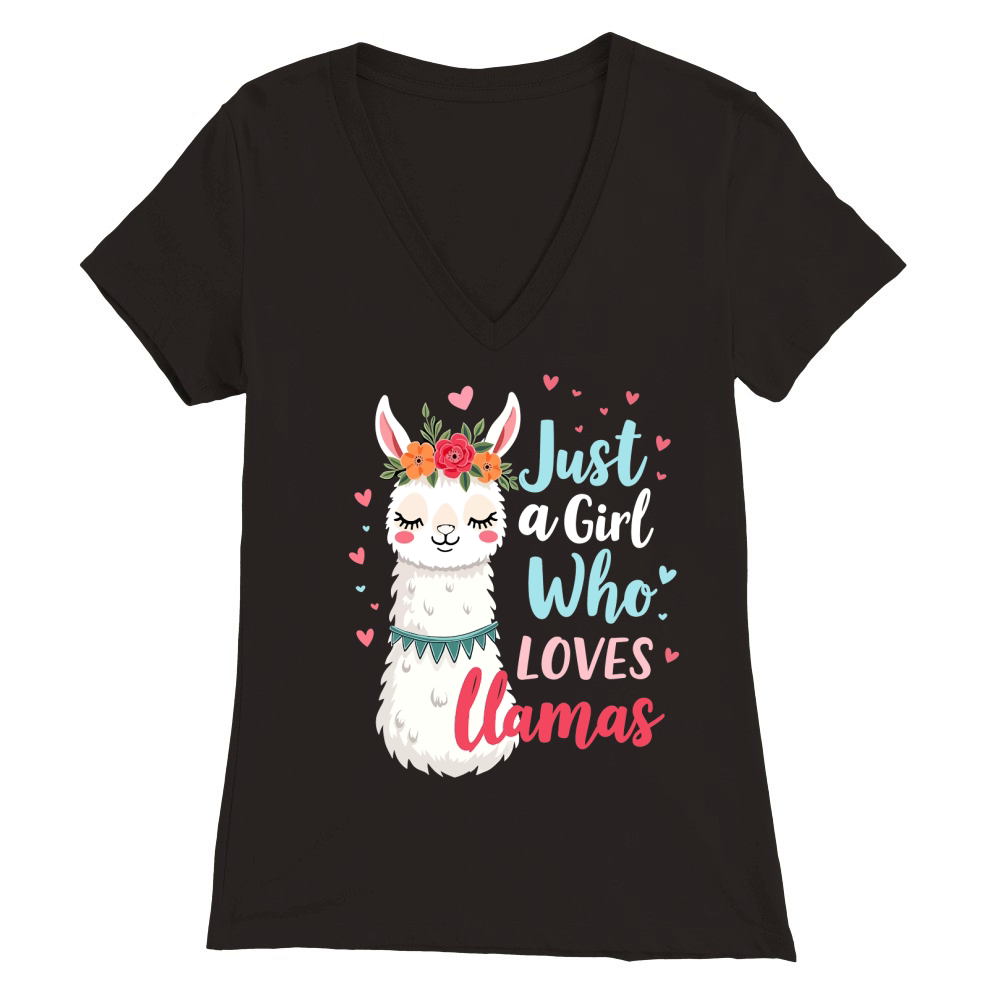 Just a girl who loves llamas Premium Womens V-Neck T-shirt