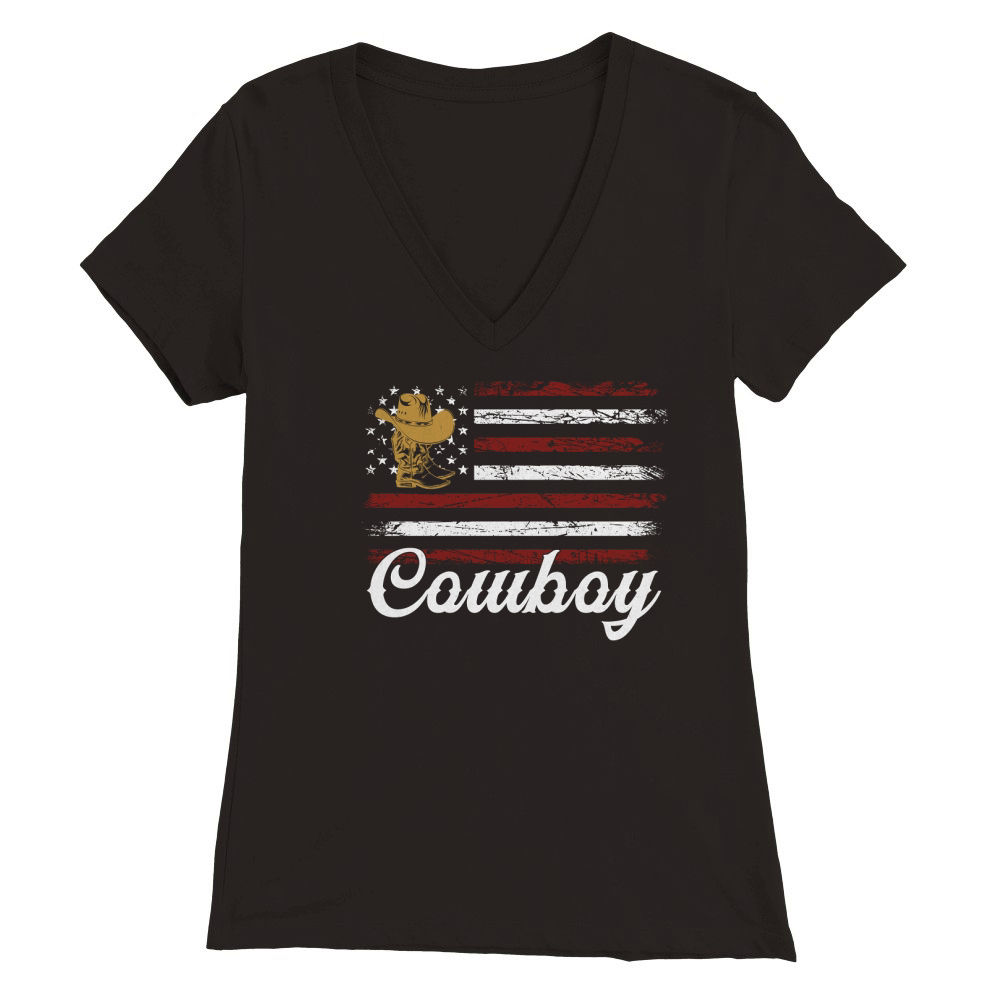 Retro Cowboy Premium Womens V-Neck T-shirt