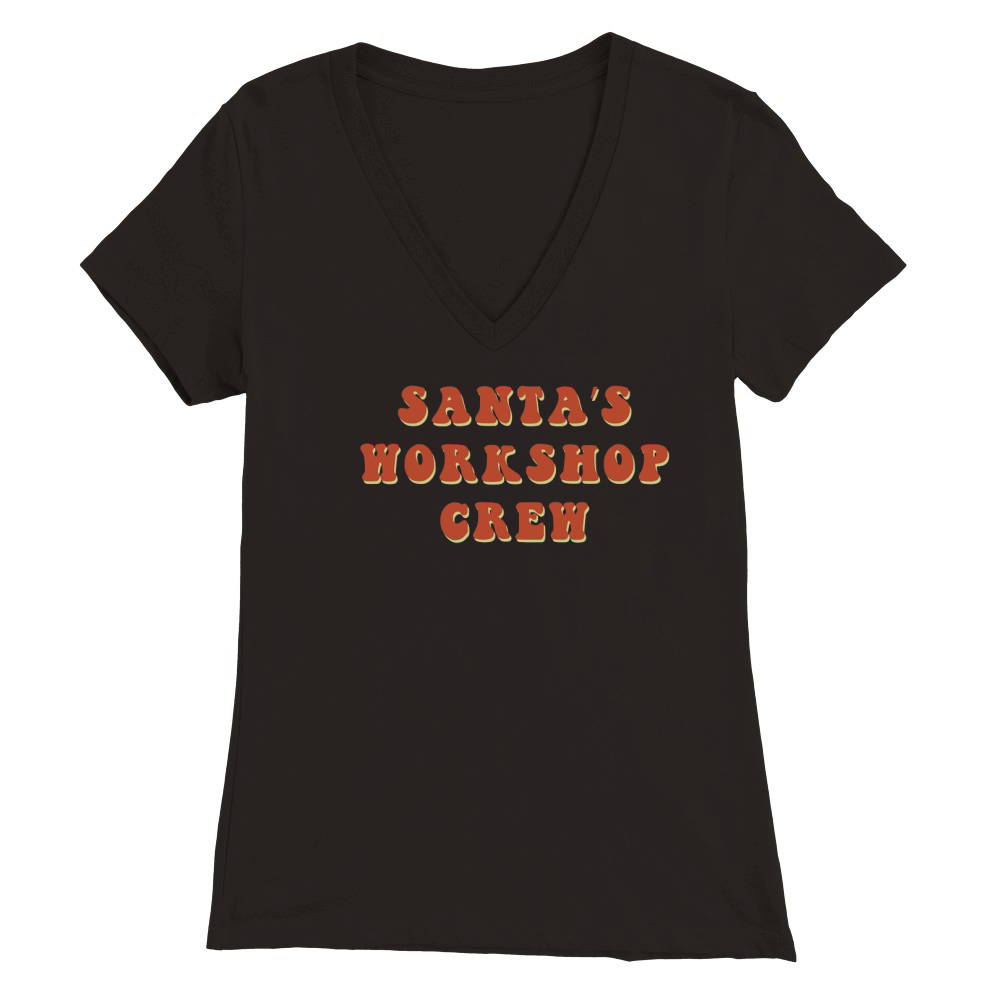 Santa’s Workshop Crew Retro Red Premium Womens V-Neck T-shirt