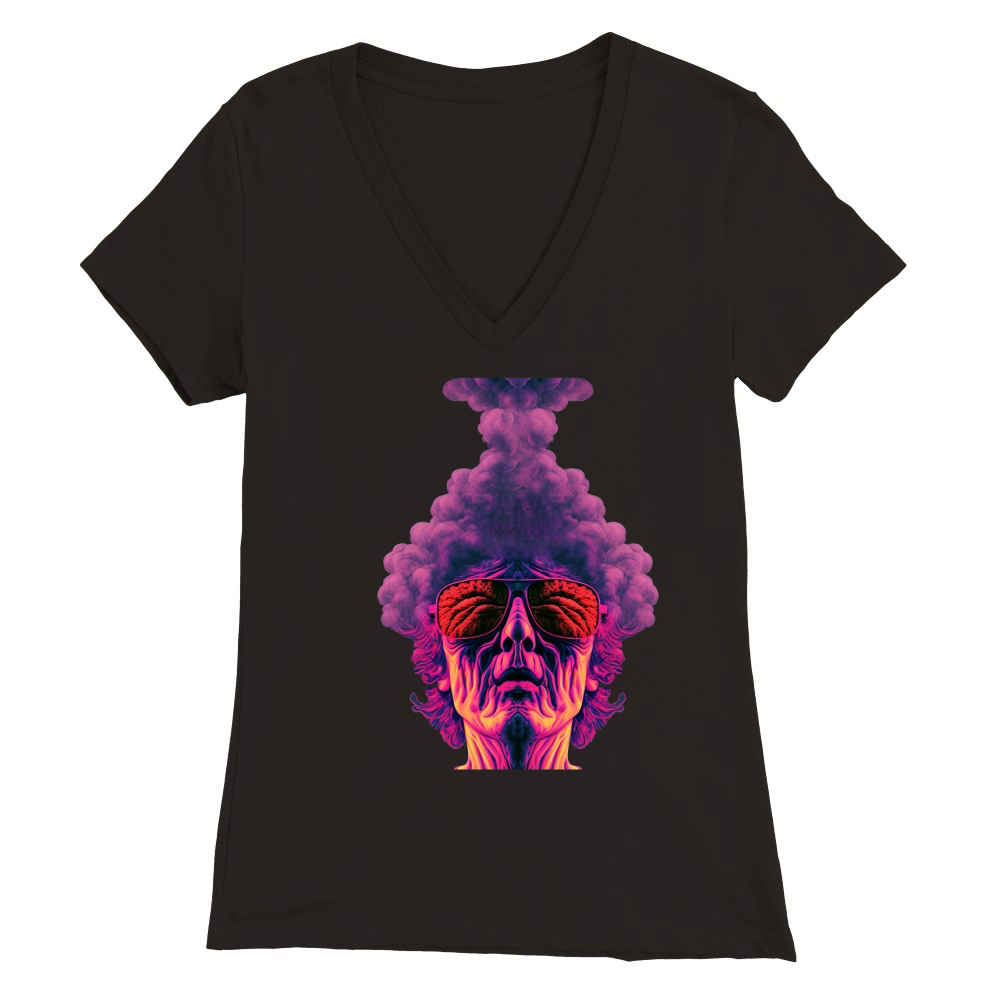 Smoking Stoner PNG Artwork Premium Womens V-Neck T-shirt
