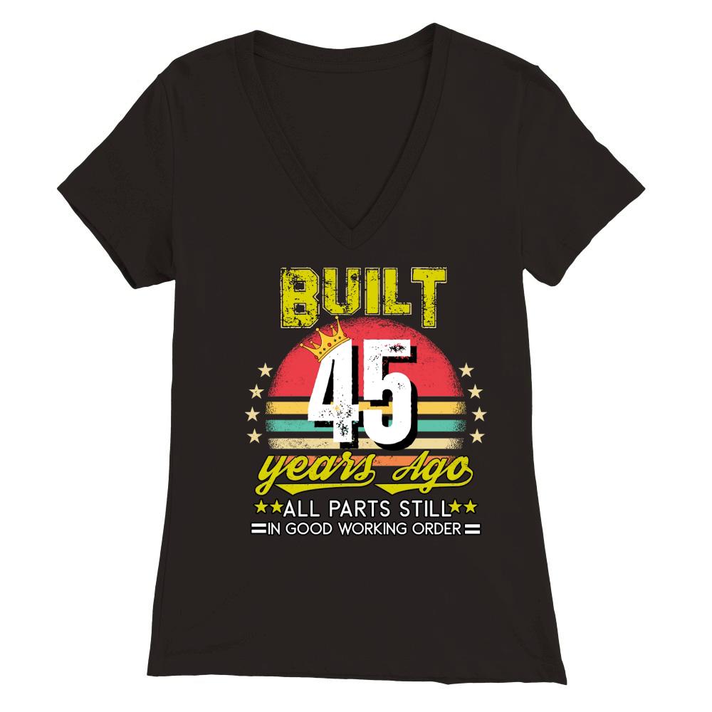 Vintage Birthday 45 Premium Womens V-Neck T-shirt
