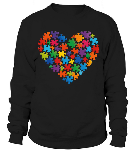 Colorful Puzzle Heart Autism Sweatshirt Unisex