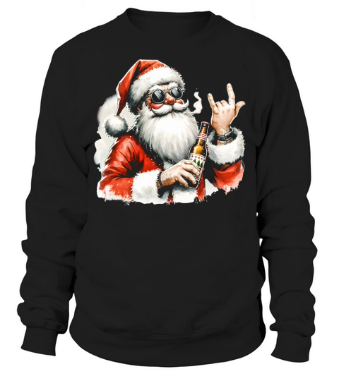 Rockin Santa with Beer 4 Sweatshirt Unisex