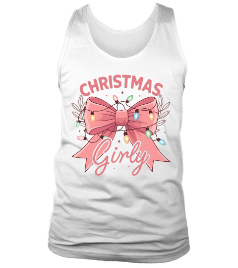 Christmas Girly Pink Coquette Bow Tank Top Unisex