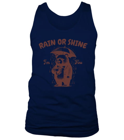 Rain or Shine Bear with Umbrella L Brown Tank Top Unisex
