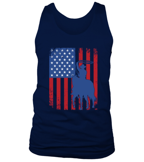 Rodeo Team Roping Distressed Grunge Cowboy American Flag Tank Top Unisex