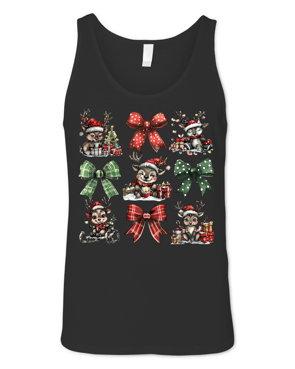 Christmas Coquette Bow Reindeer Unisex Jersey Tank
