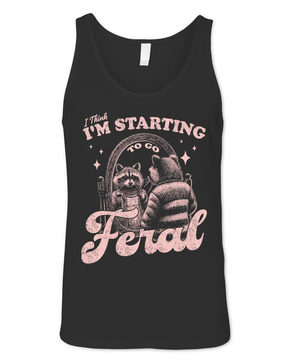 Raccoon in Mirror D Retro Pink Unisex Jersey Tank