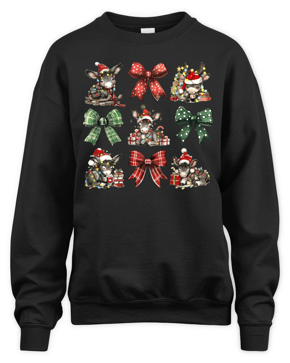 Christmas Coquette Bow Donkey 2 Unisex Premium Crewneck Sweatshirt