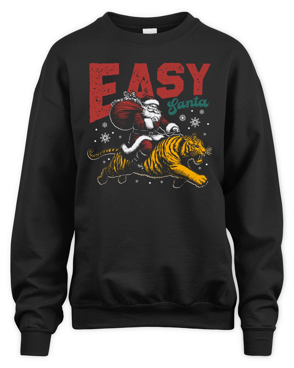 Easy Santa Riding Tiger D Color Unisex Premium Crewneck Sweatshirt