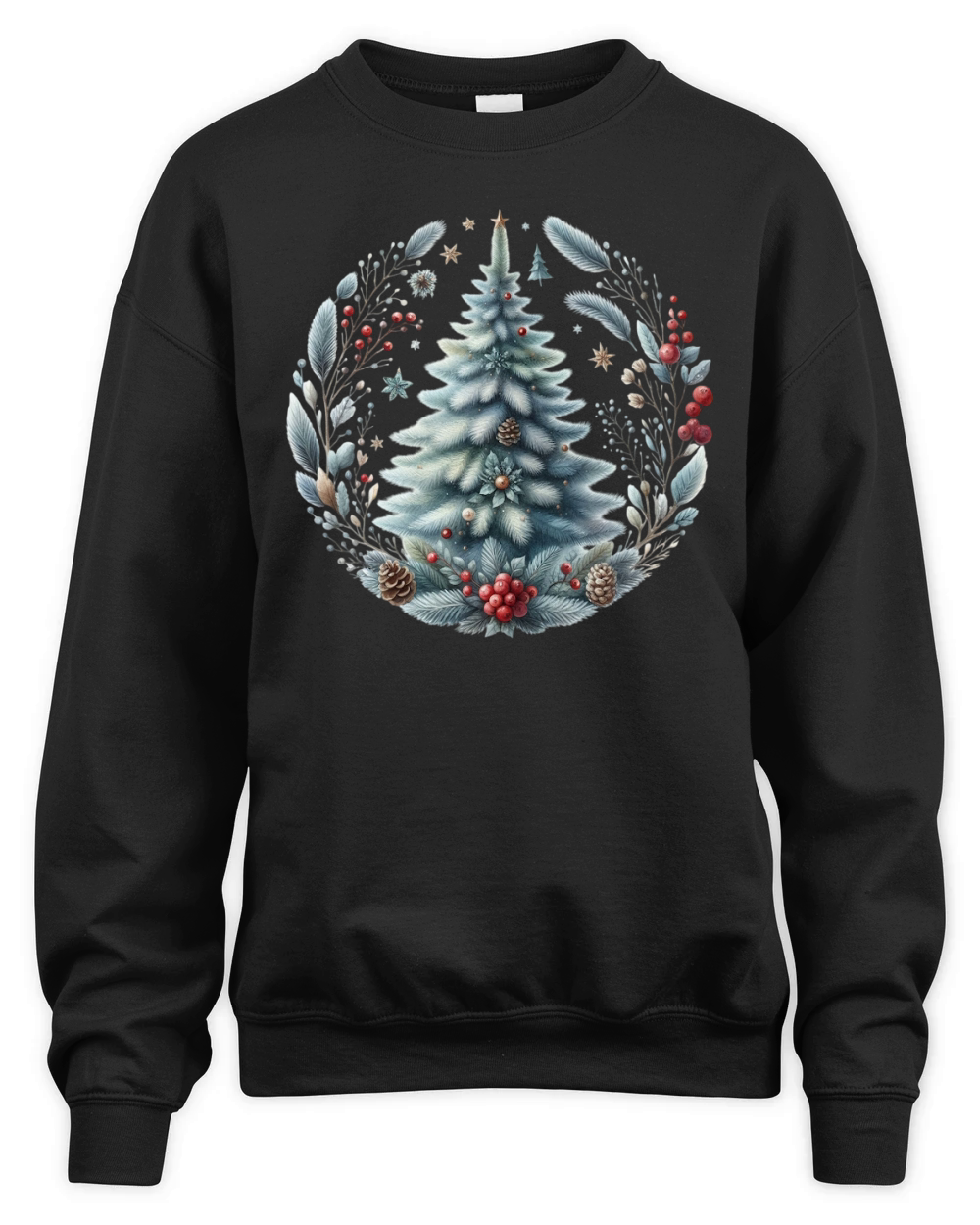 Watercolor Christmas tree Clipart 02 Unisex Premium Crewneck Sweatshirt
