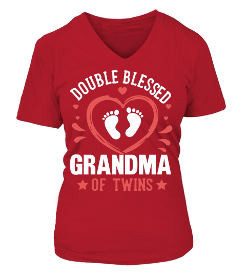 Double blessed grandma of twins V-neck T-Shirt Woman