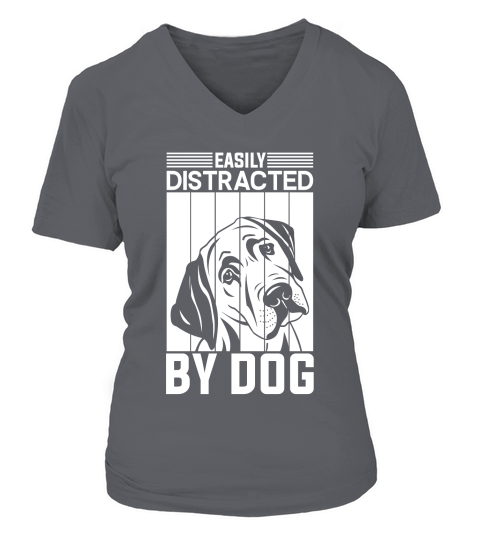 Easily distracted by dog 02 V-neck T-Shirt Woman