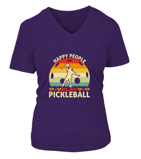 Happy people play Pickleball V-neck T-Shirt Woman