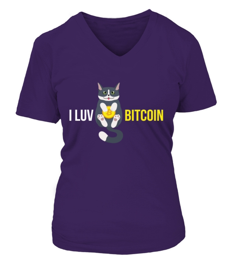 I Luv Bitcoin Cat Cryptocurrency Btc Cat V-neck T-Shirt Woman