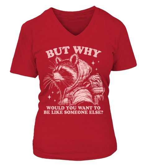 Inspirational Self Love Raccoon D Pink V-neck T-Shirt Woman