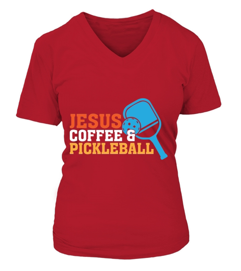 Jesus coffee pickleball 2 V-neck T-Shirt Woman