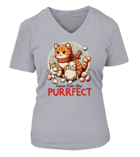 Snow Cats Are Purrfect V-neck T-Shirt Woman