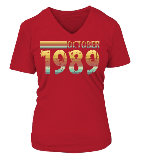 Vintage Awesome Since October 1989 31th Birthday V-neck T-Shirt Woman