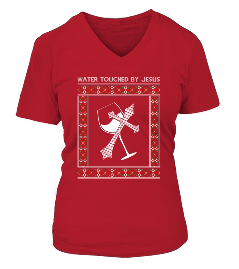 Water Touched By Jesus Ugly Christmas V-neck T-Shirt Woman
