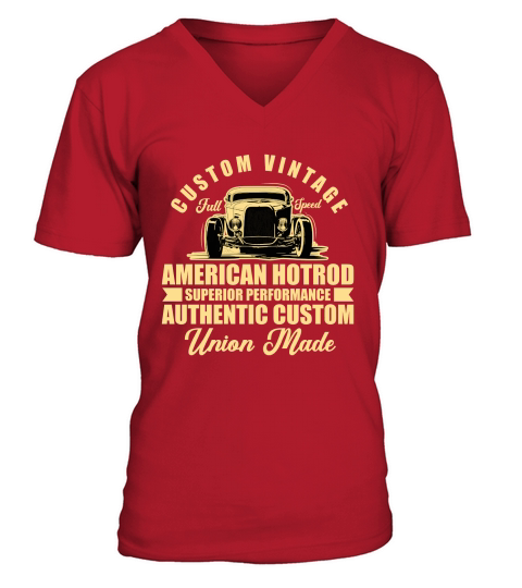 Custome Vintage Full Speed american hotrod car V-Neck T-shirt