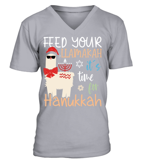 feed your Llamakah its time for Hanukkah V-Neck T-shirt