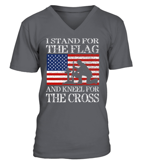 I Stand For The Flag And Kneel For The Cross Shirt V-Neck T-shirt