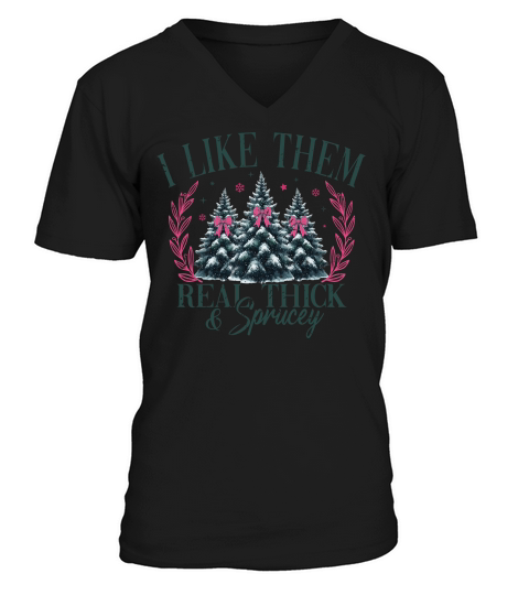 ILikeThemRealThickAndSprucey Retro V-Neck T-shirt