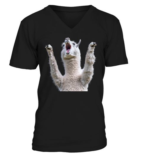 Three Alpaca Moon Weird Cursed 04 V-Neck T-shirt