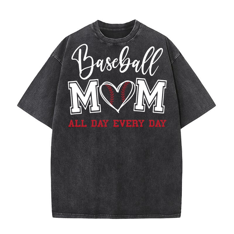 Baseball Mom White ADED Washed T-Shirt