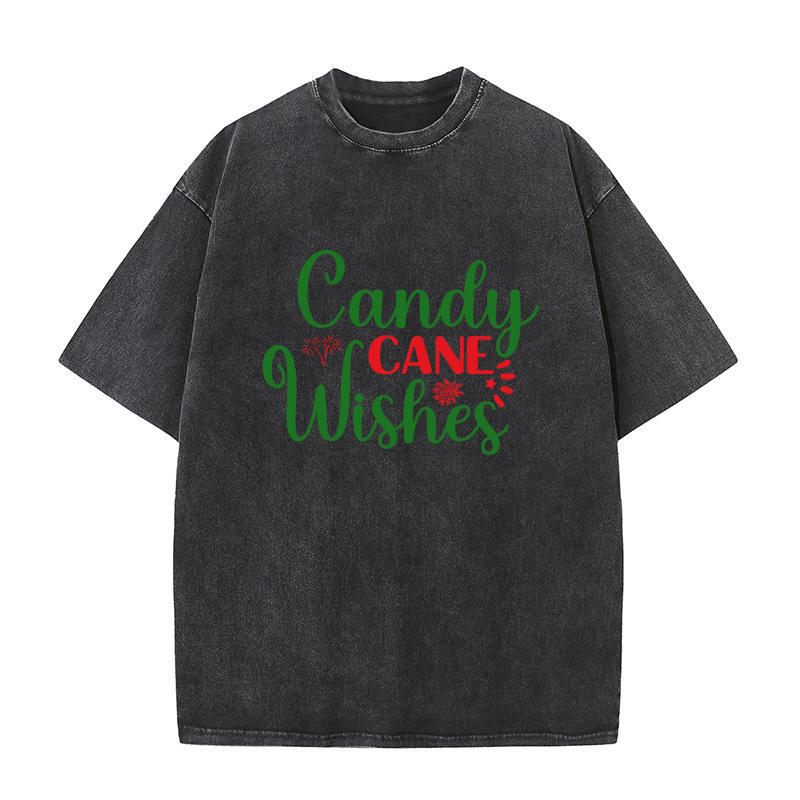 Candy cane wishes 02 Washed T-Shirt
