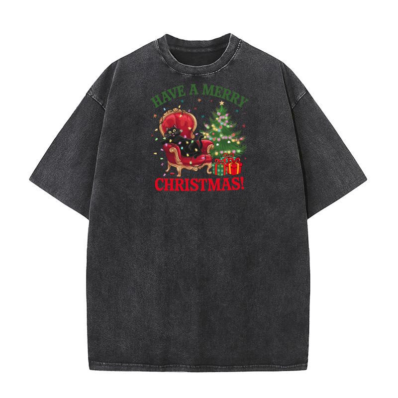 Cat Have a merry christmas 3 Washed T-Shirt