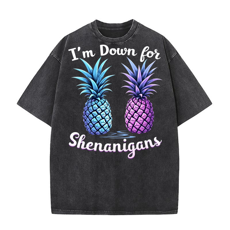 Im Down For Senanigans Washed T-Shirt