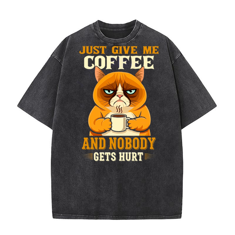 Just Give Me Coffee And Nobody Gets Hurt Washed T-Shirt
