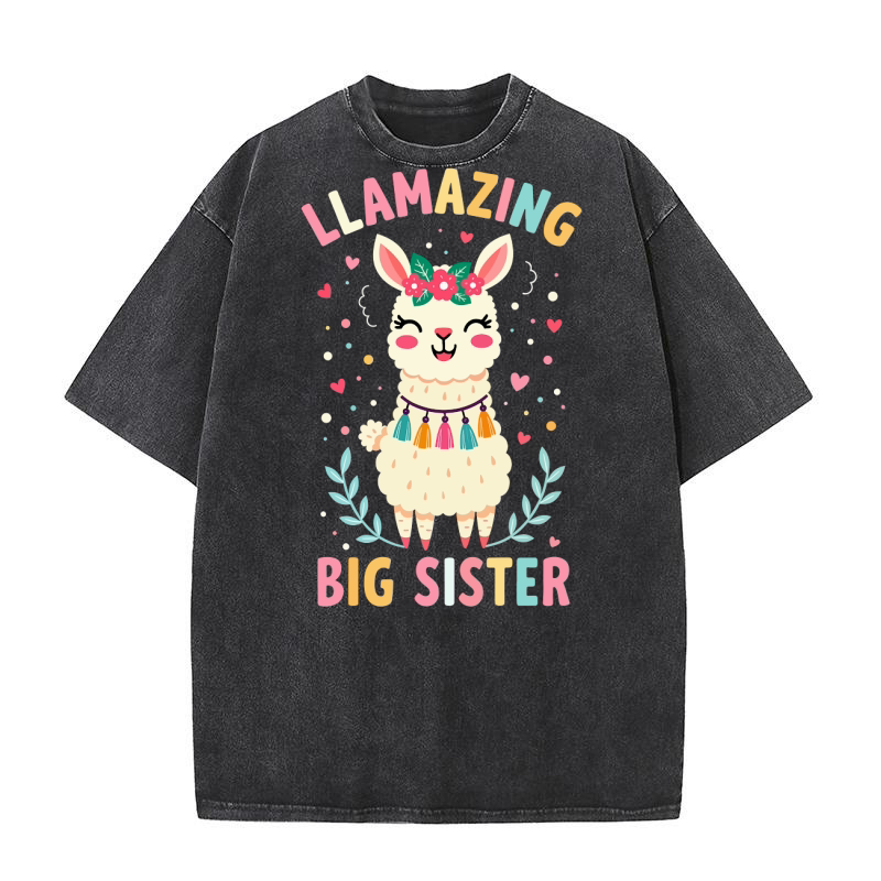 Llamazing big sister Washed T-Shirt