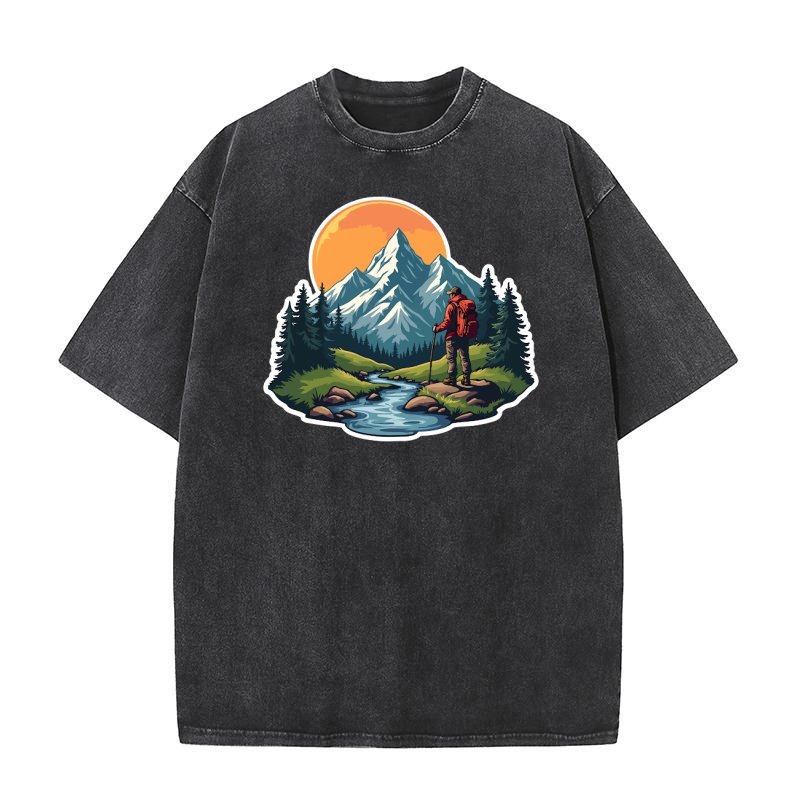 Mountain explorer hiking adventure Illus 05 Washed T-Shirt
