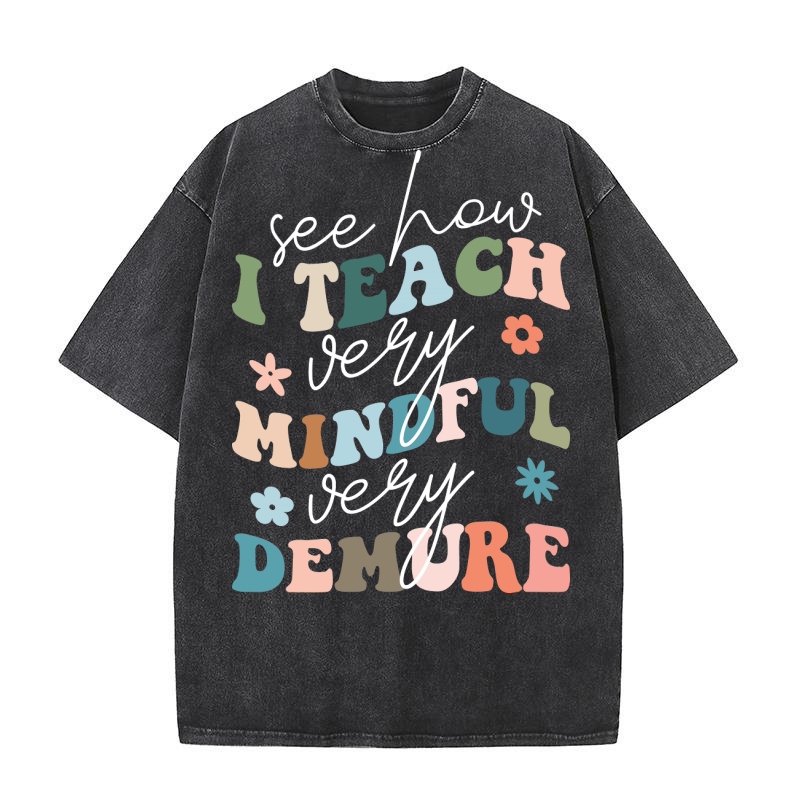 See How I Teach Very Mindful Very Demure 2 Washed T-Shirt
