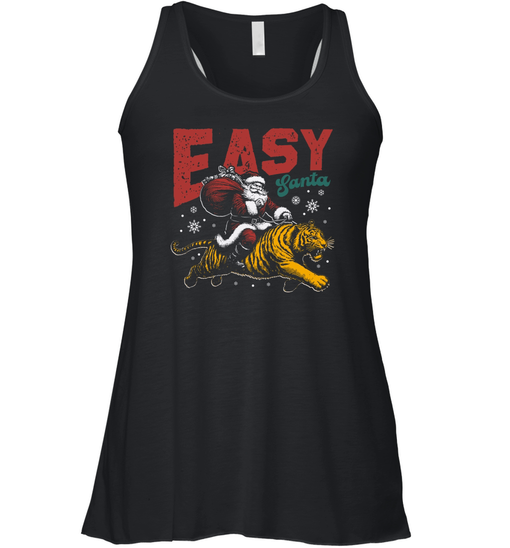 Easy Santa Riding Tiger D Color Women's Flowy Tank Top