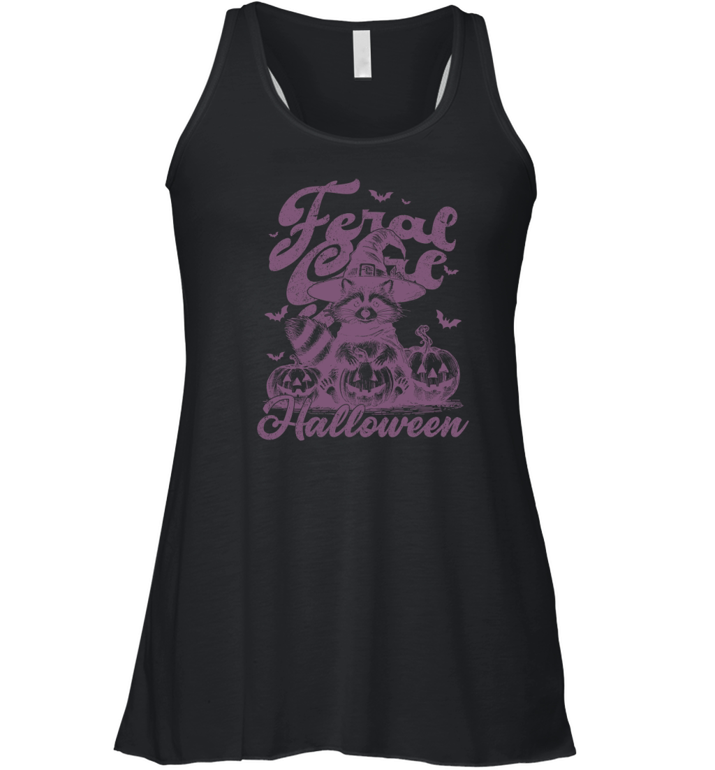 Feral Girl Halloween Raccoon L Purple Women's Flowy Tank Top