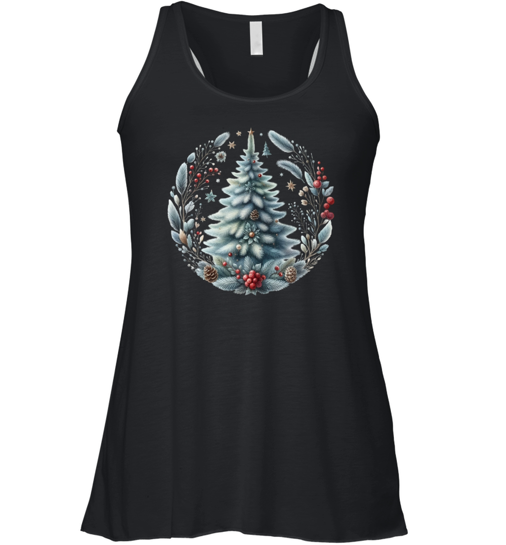Watercolor Christmas tree Clipart 02 Women's Flowy Tank Top