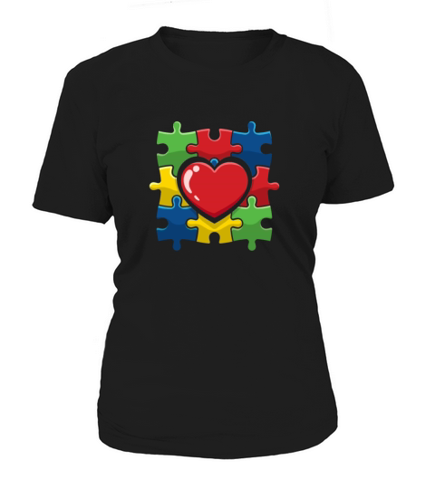 Colorful Puzzle Heart Be Kind Autism Awareness Women's T-Shirt