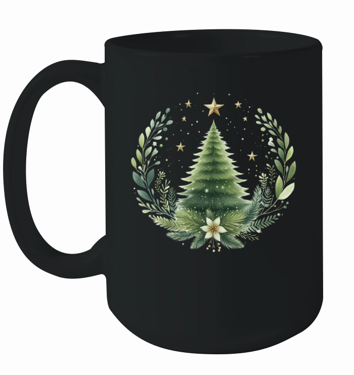 Watercolor Christmas tree Clipart 03 Ceramic Mug