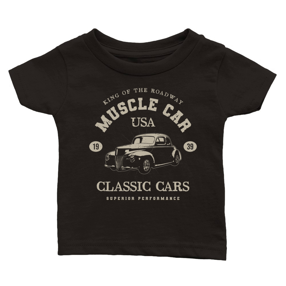 USA Vintage muscle cars tee poster graphics (1) Classic Baby Crewneck T-shirt
