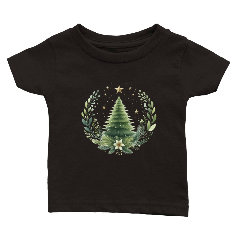 Watercolor Christmas tree Clipart 03 Classic Baby Crewneck T-shirt