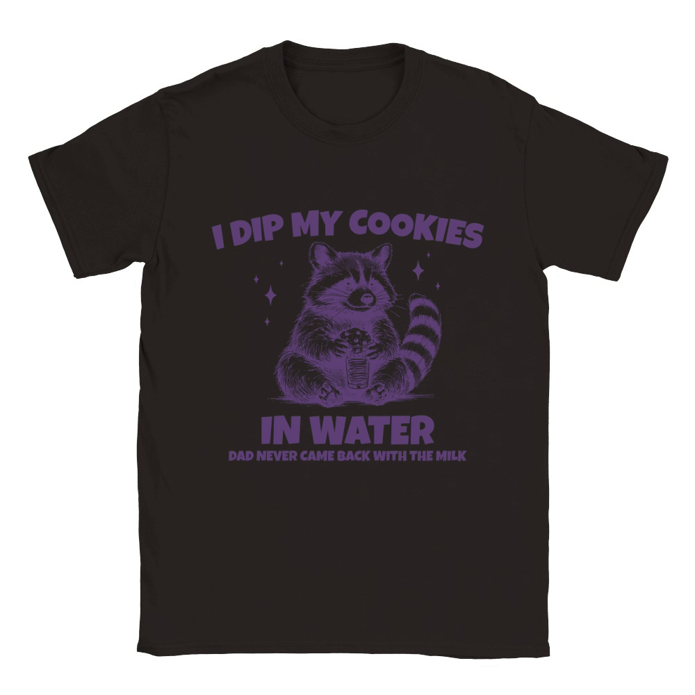 Raccoon Dip Cookie in Water L Violet Classic Kids Crewneck T-shirt