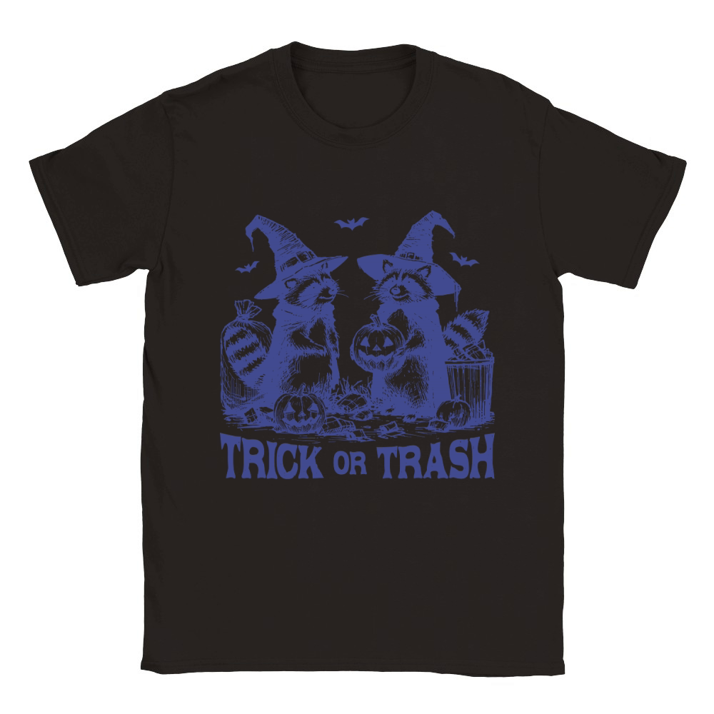Trick Or Trash Halloween L vBlue Classic Kids Crewneck T-shirt