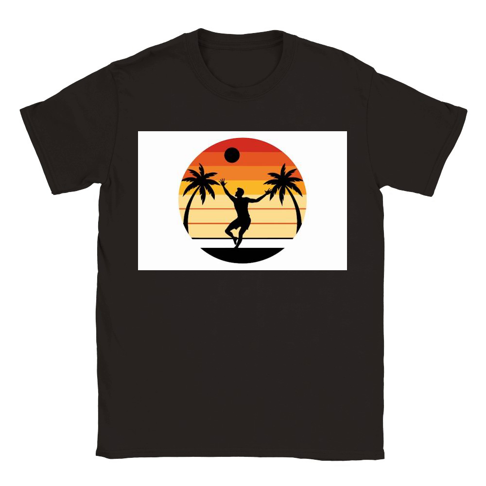 vibes t shirt design  black silhouette of volleyba (7) Classic Kids Crewneck T-shirt