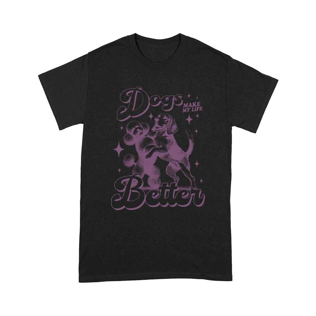 poodle dancing with a beagle L Purple Comfort T-shirt